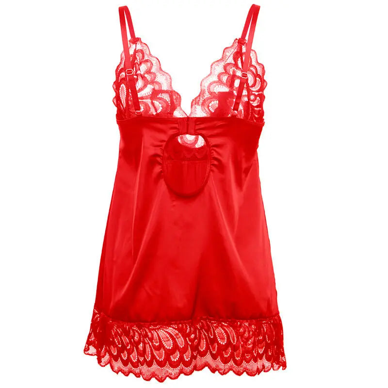 subblime - babydoll in raso con pizzo rosso Subblime Lingerie Harness Boutique