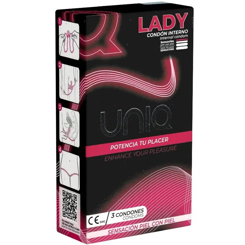 uniq - lady condom preservativo femminile senza lattice con giarrettiera 3 unità Uniq Lingerie Harness Boutique